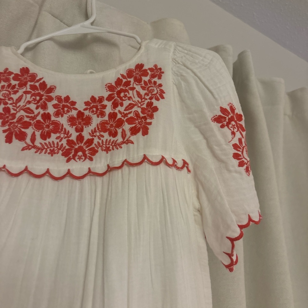 Old Navy White Dress with Red Embroidery
